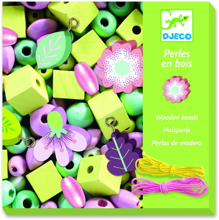 Djeco Mediniai karoliukai - Lapai ir gėlės ( DJ09808 )