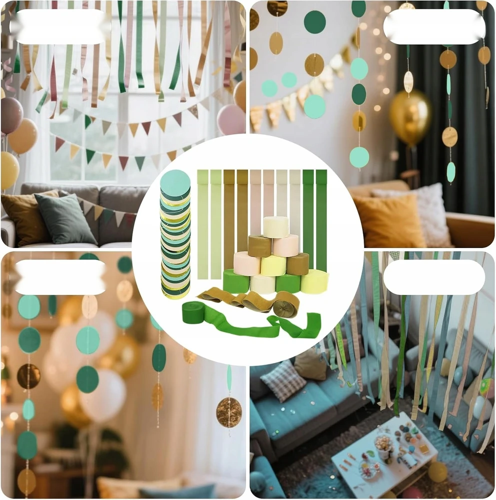 GĖLĖS KREPINIS 45CM X 25M KHAKI Žalias 10 RITINĖLIŲ KREPINIO POPIERIAUS JUOSTOS