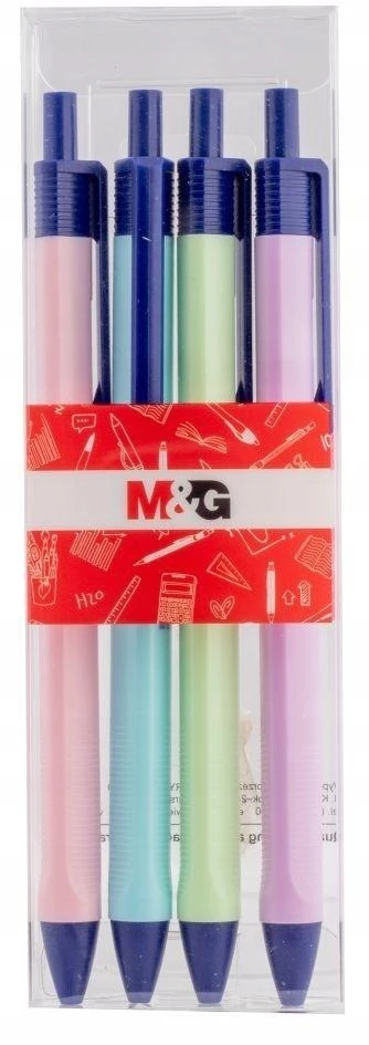 Gelinis rašiklis 0,7 mm mėlynos spalvos 4 vnt. pastelinių M&G