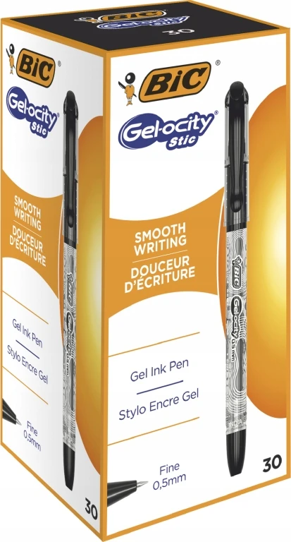 BIC Gelinis rašiklis Gel-ocity Stic 0,5 mm, juodas, pakuotėje 30 vnt.