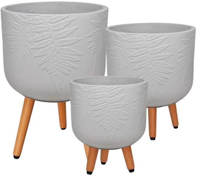 Home4You Gėlių vazonas FERN D24xH29,5cm su kojelėmis, baltas