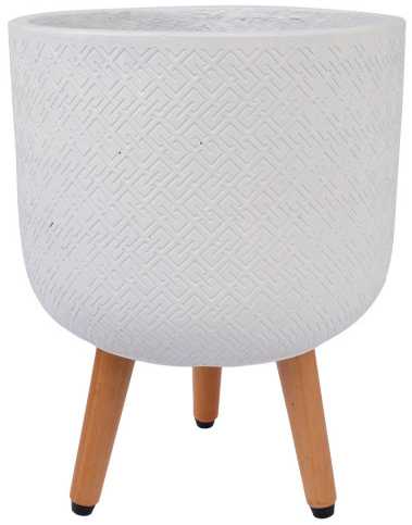 Home4You Gėlių vazonas SELENA D30xH39,5cm su kojelėmis, baltas