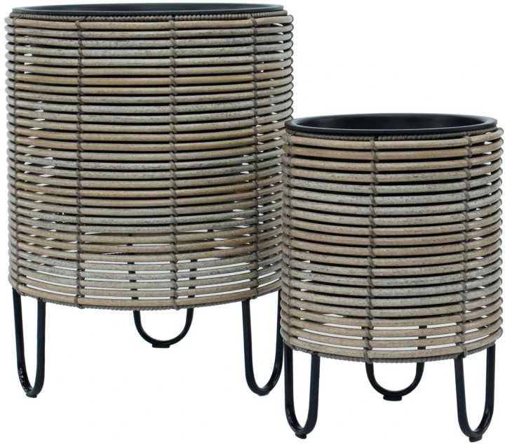 Home4You Gėlių vazonas WICKER D25xH35cm, smėlio-pilka