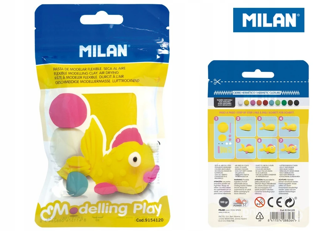 Geltonas savaime kietėjantis modelinas Air-Dryżellow 100g Milan