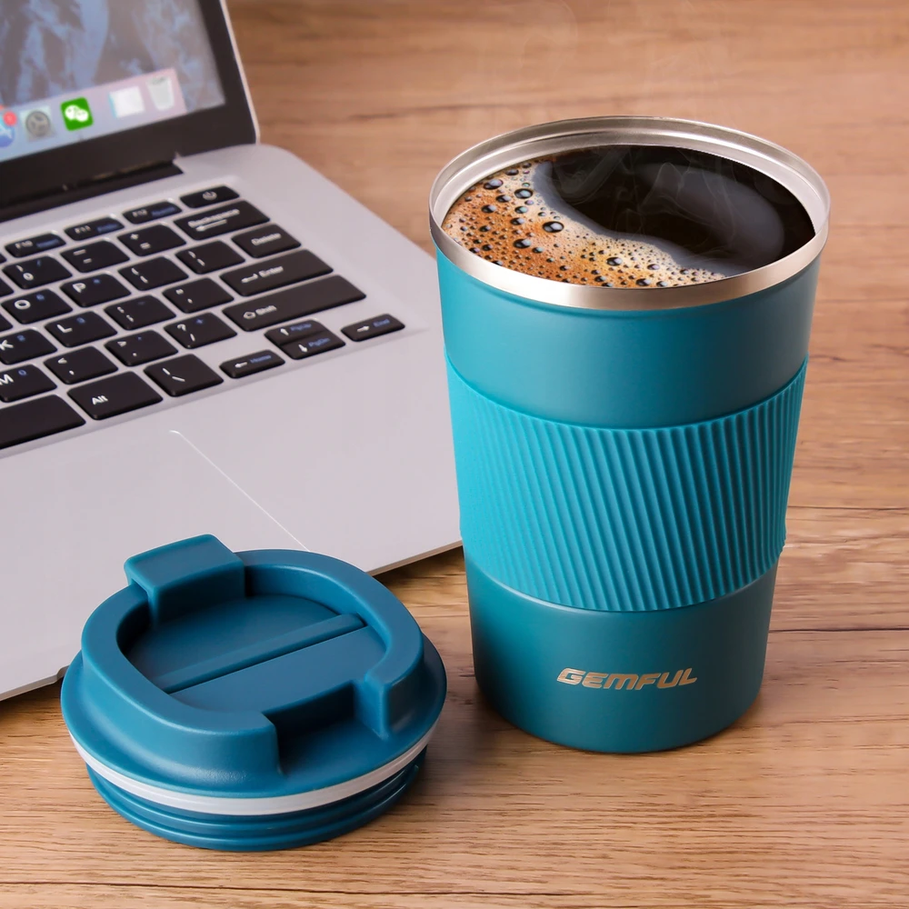 Gemful Atsparus išsiliejimui nešiojamas „To Go Cup“ izoliuotas kelioninis kavos puodelis 380 ml