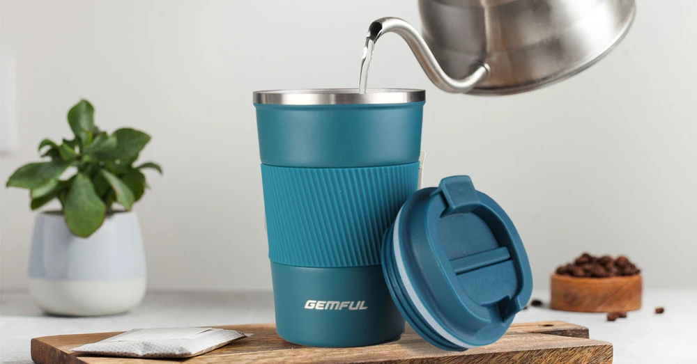 Gemful Atsparus išsiliejimui nešiojamas „To Go Cup“ izoliuotas kelioninis kavos puodelis 380 ml