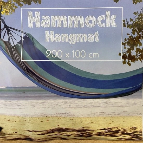 Bigbuy Outdoor GENERIC lauko hamakas - Mėlyna Stripes - 100x200cm - Svoris iki 150kg