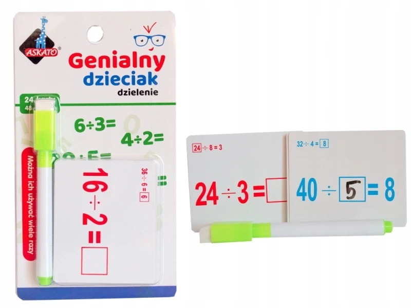 Geni vaikas - matematinio dalijimo kortelės - Askato