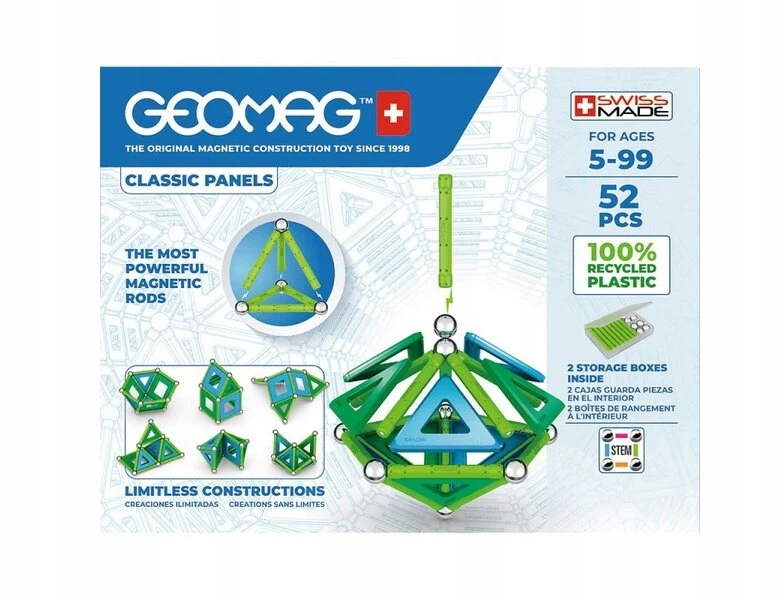 Trefl Magnetinė Supercolor Panel Perdirbti blokeliai 52 vnt GEOMAG GEO-378