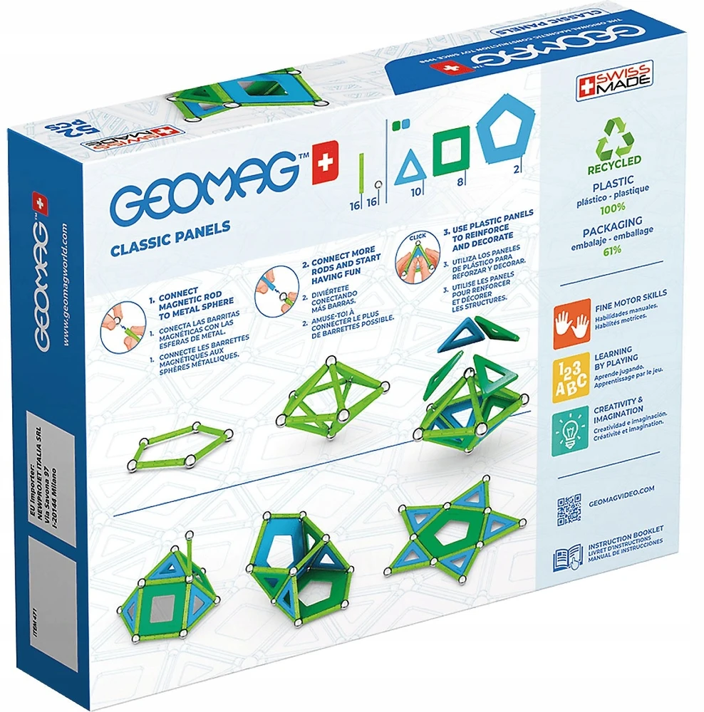 Trefl Magnetinė Supercolor Panel Perdirbti blokeliai 52 vnt GEOMAG GEO-378