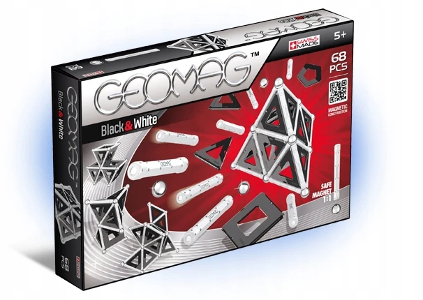 Geomag Panels Juodas&Baltas 68 pcs neodimio magnetinis žaislas 68 vnt Multi spalvos