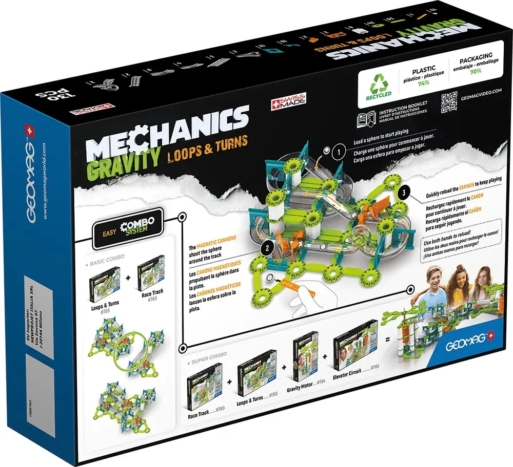 Mechanika Gravitacijos kilpos ir posūkiai magnetinės plytos 130 vienetų GEOMAG GEO-763