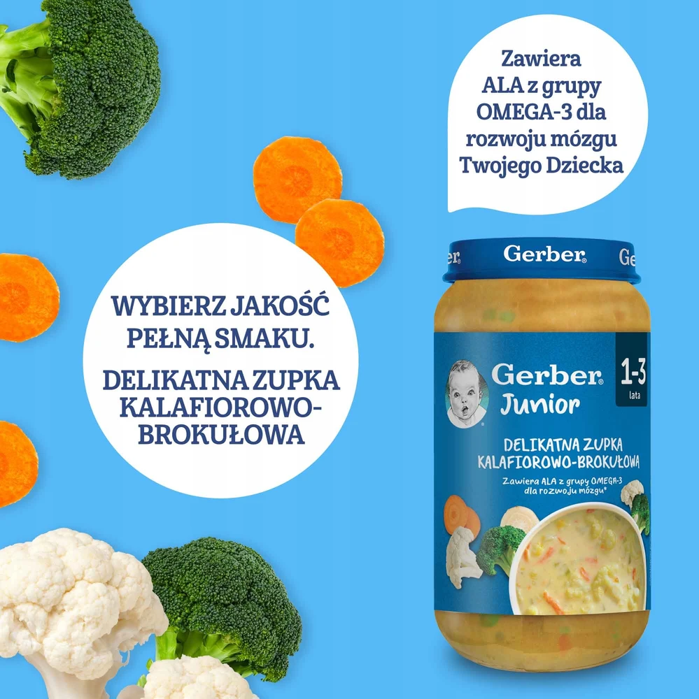 Gerber Junior Delicate žiedinių kopūstų ir brokolių sriuba 1-3 metai 250 g
