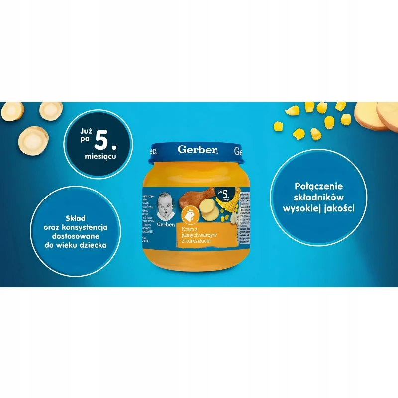 Gerber kremas iš lengvų daržovių su vištiena vakarienė nuo 5 mėnesių 125 g