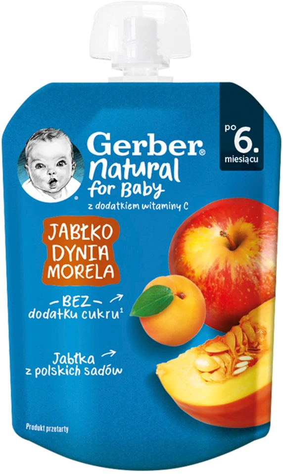 Gerber Mousse Desertas Obuolis Moliūgas Abrikosas po 6 mėnesių 80 g