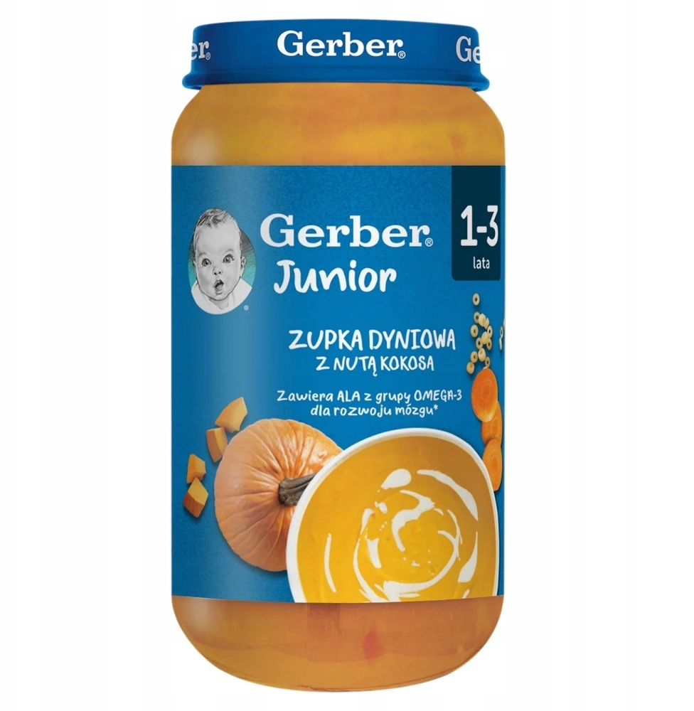 Gerber Obiadki sriubos Moliūgų Guliašas Žiediniai kopūstai-brokoliai Pomidorai 8x250g