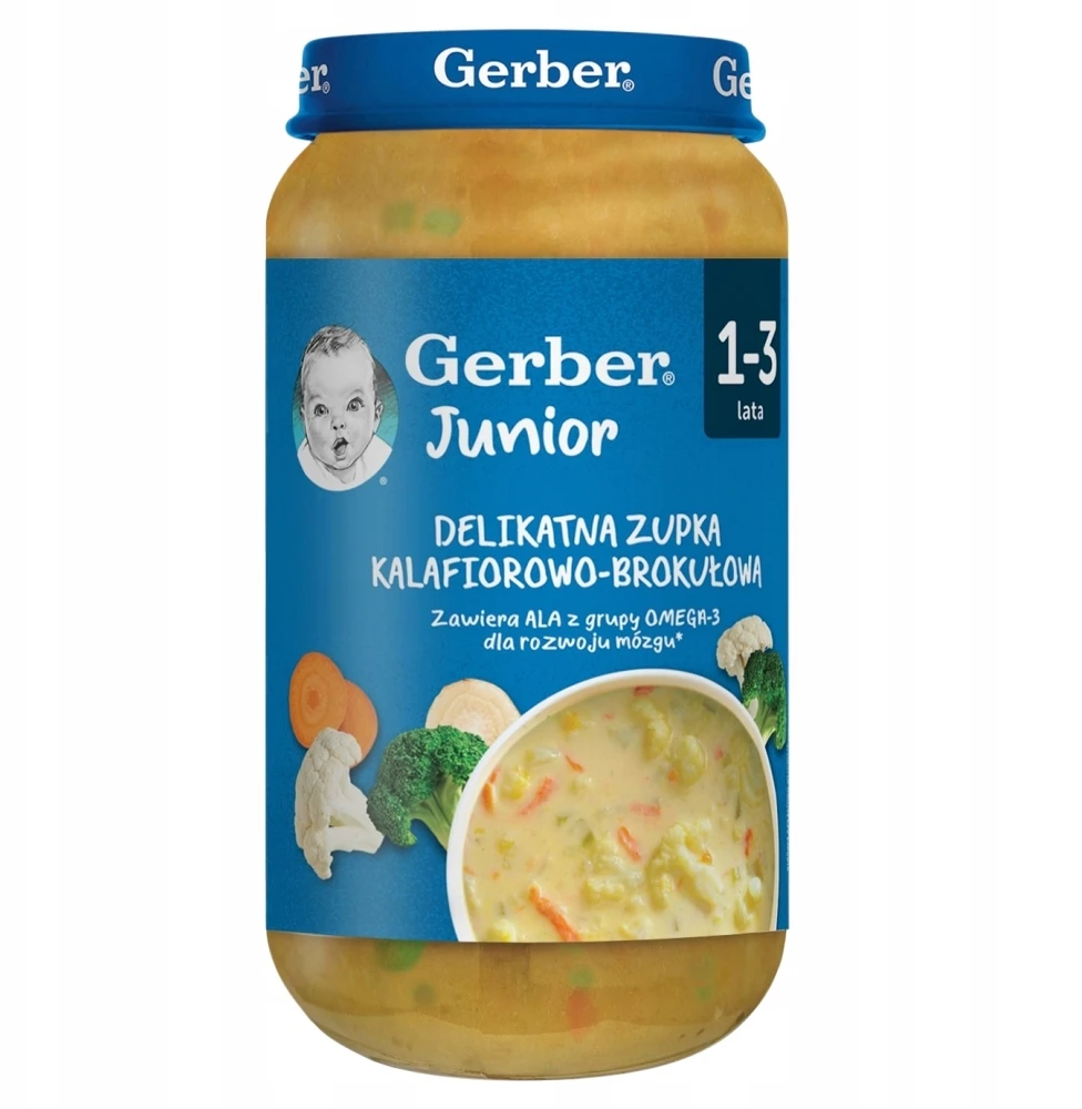 Gerber Obiadki sriubos Moliūgų Guliašas Žiediniai kopūstai-brokoliai Pomidorai 8x250g