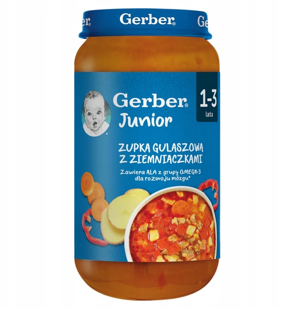 Gerber Obiadki sriubos Moliūgų Guliašas Žiediniai kopūstai-brokoliai Pomidorai 8x250g