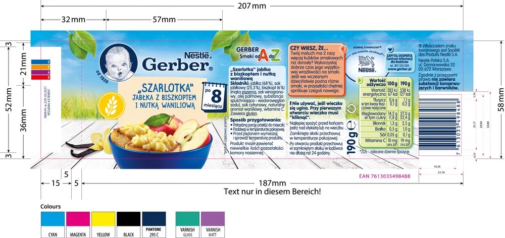 Gerber obuolių pyragas Obuoliai su biskvitu ir vanile po 8 mėnesio 190 g