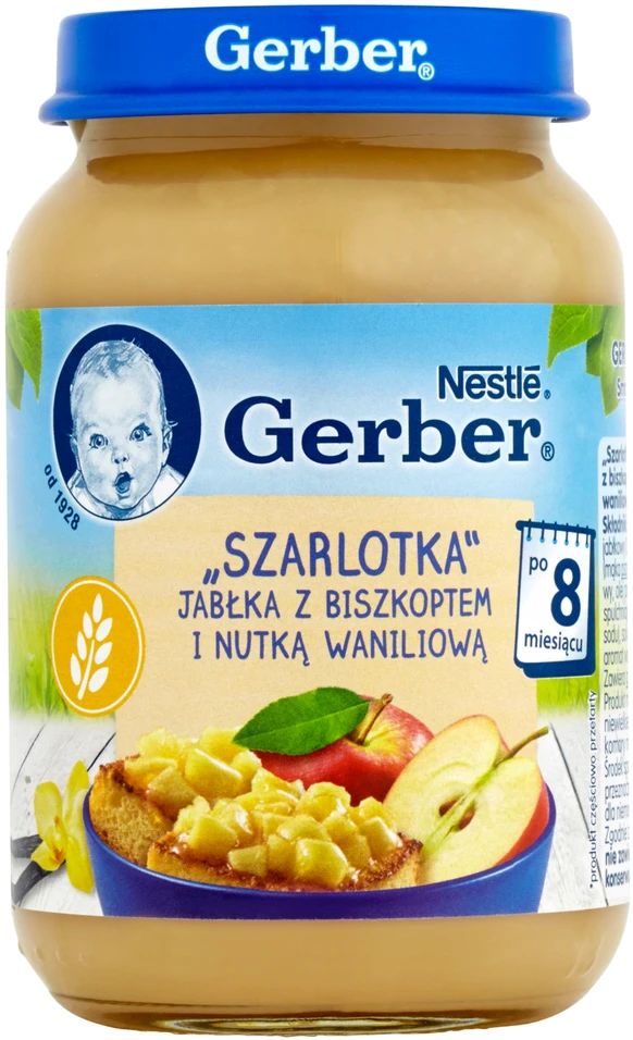 Gerber obuolių pyragas Obuoliai su biskvitu ir vanile po 8 mėnesio 190 g