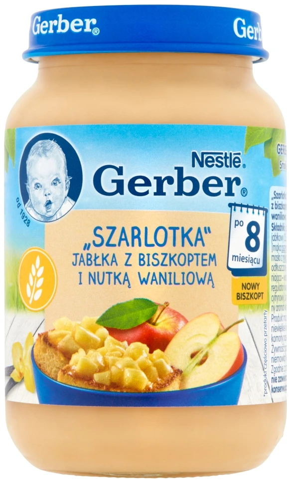 Gerber obuolių pyragas Obuoliai su biskvitu ir vanile po 8 mėnesio 190 g
