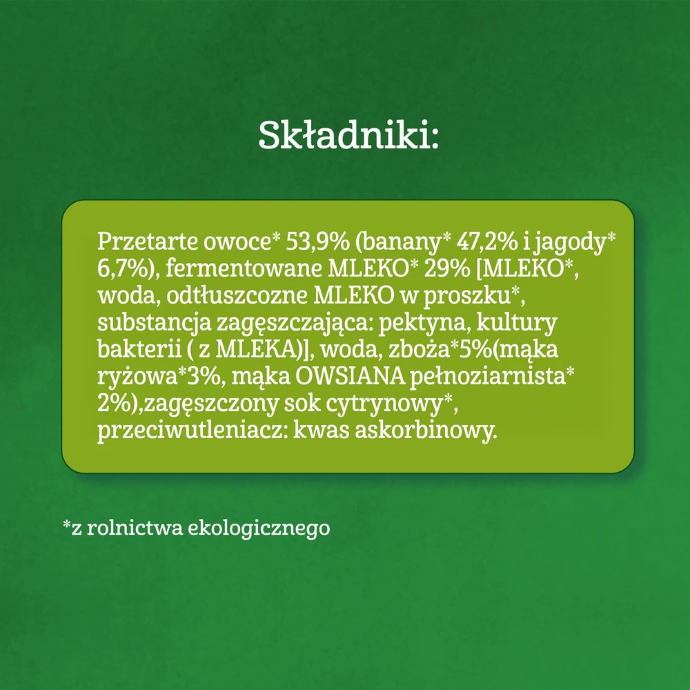 Gerber Organic Bananų, mėlynių desertas su jogurtu ir dribsniais 80 g