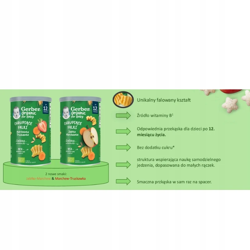 Gerber Organic Crispy Falki obuolių morkos 35g