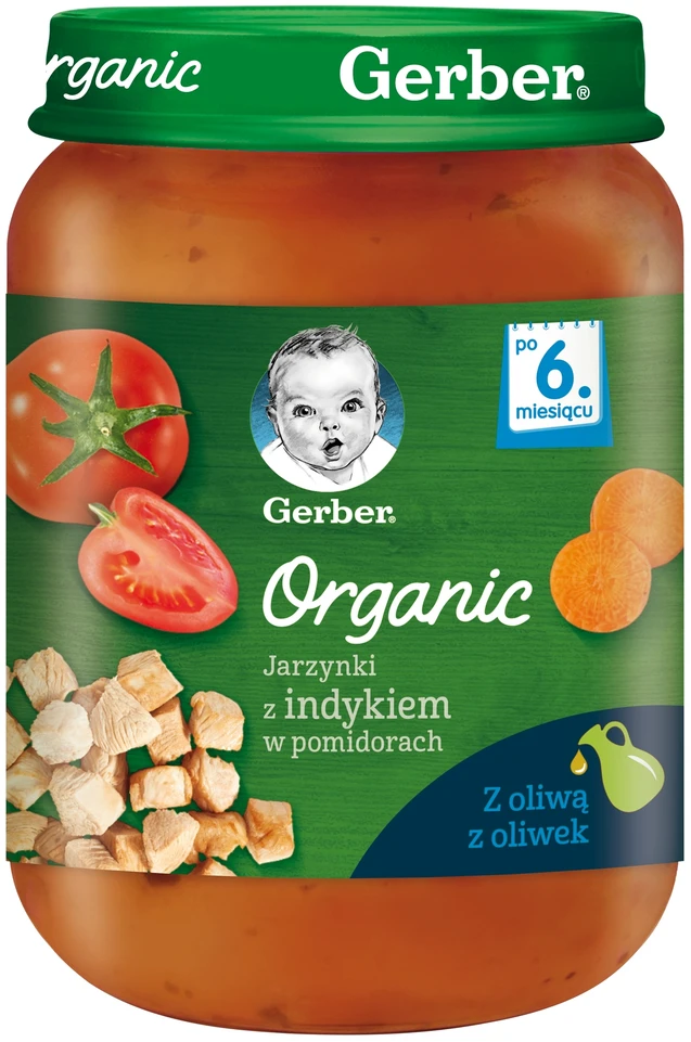 Gerber Organic Vakarienė Gerber Organinės daržovės Kalakutienos veršiena kūdikiams 6m+ 6x 190g