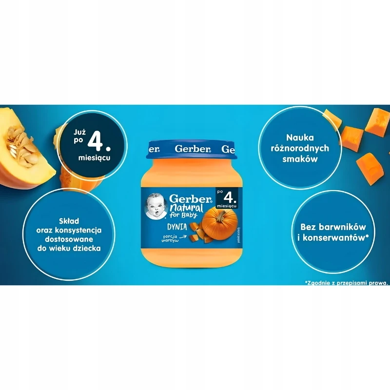 Gerber vakarienė kūdikiams ir vaikams Moliūgų tyrė nuo 4 mėnesių 125 g