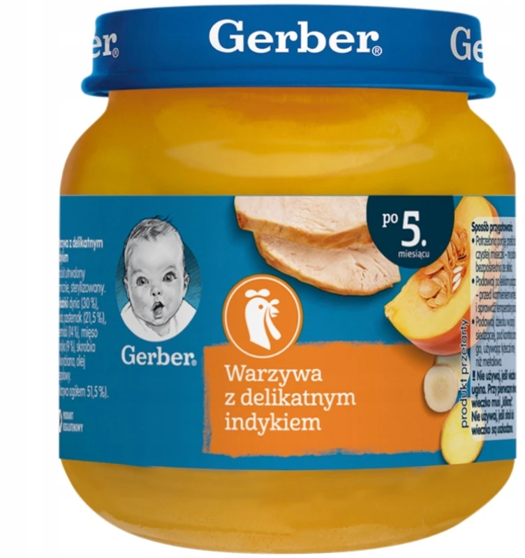 Gerber vakarienė kūdikiams po 5 mėnesio 6x 125 g skonių mišinio vakarienė