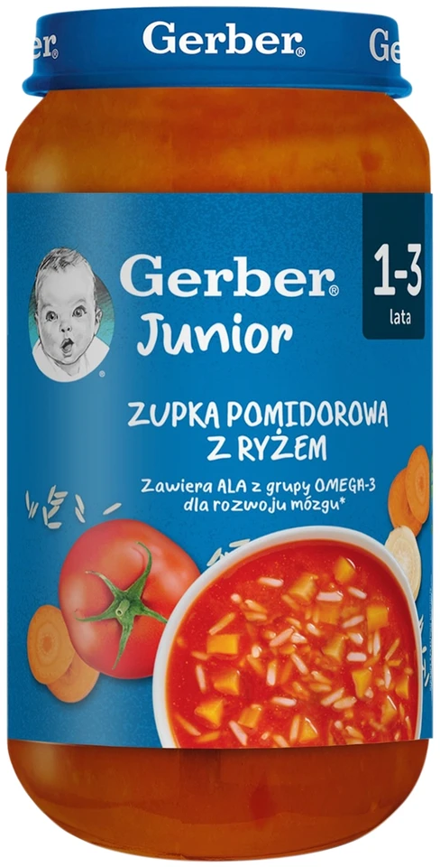 Gerber vakarienė Pomidorų sriuba su ryžiais nuo 12 mėnesių 250 g ryžių, daržovės