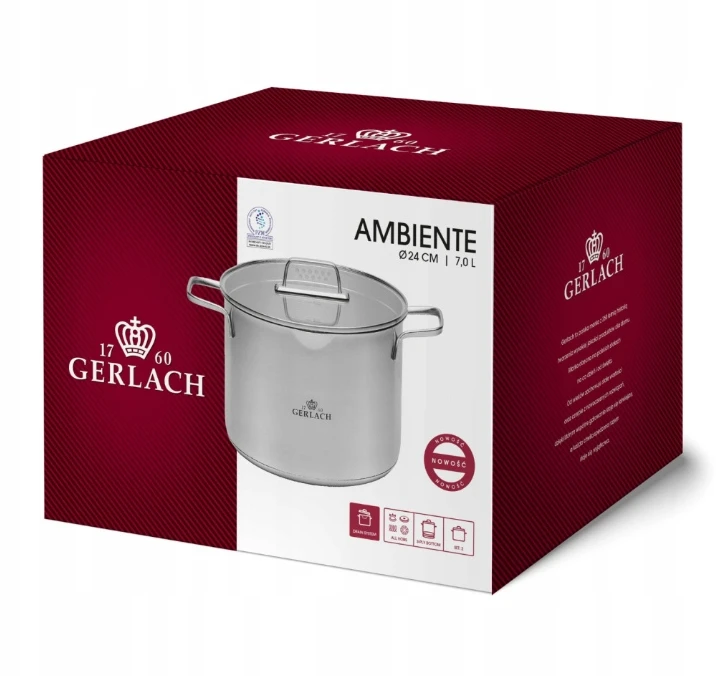 GERLACH AMBIENTE PUODAS 7 l SU DANGIU 24 CM INDUKCIJA