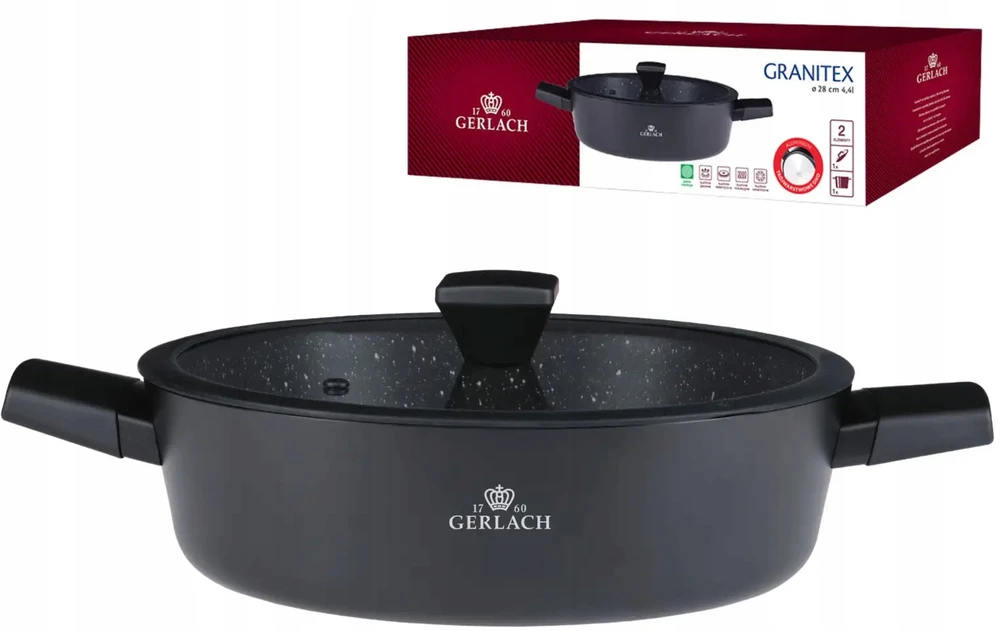 GERLACH GRANITEX PUODAS 4,4 l 28 CM INDUKCINĖ KERAMINĖ DANGA XERA DUR 2