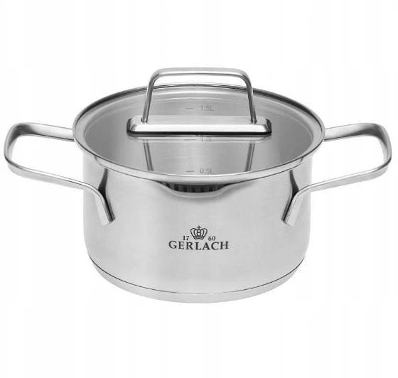 GERLACH INDUCTION puodas iš nerūdijančio plieno Ambiente su plieniniu dangteliu 1,5l