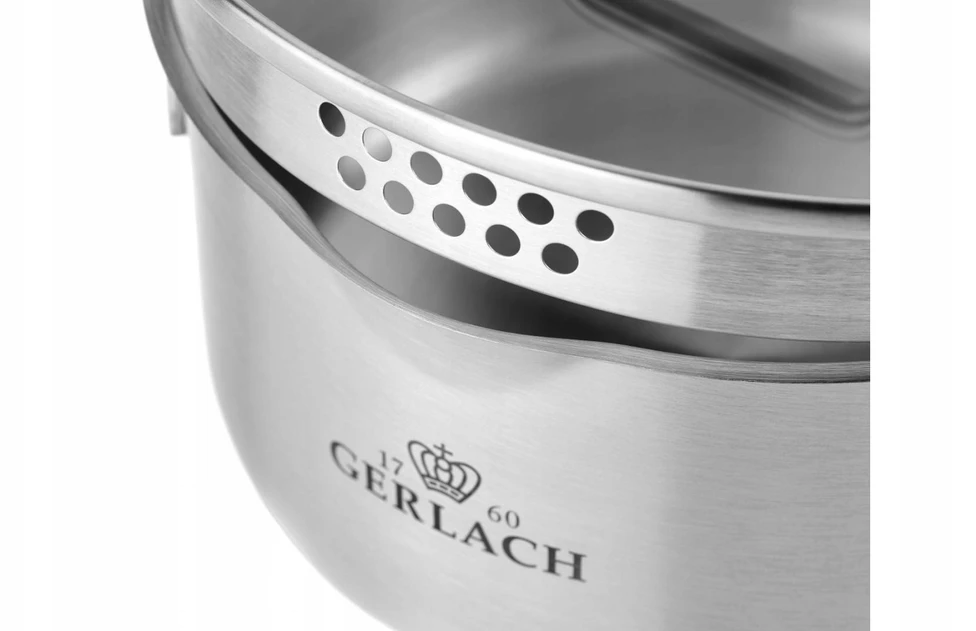 GERLACH INDUCTION puodas iš nerūdijančio plieno Ambiente su dangteliu, plieno, 5l