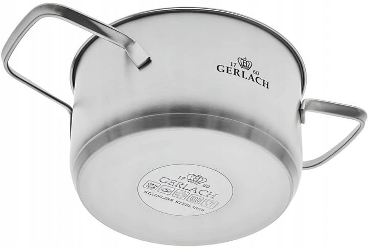 GERLACH INDUCTION puodas iš nerūdijančio plieno Ambiente su plieniniu dangteliu 1,5l