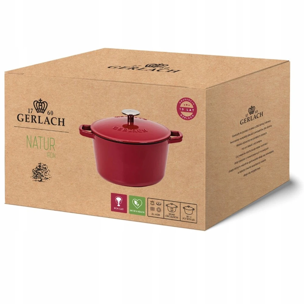 Gerlach Ketaus puodas 3 l NATUR IRON bordo
