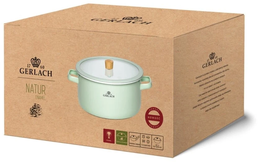 Gerlach Natur emaliuotas puodas 24 cm, 5l, žalias
