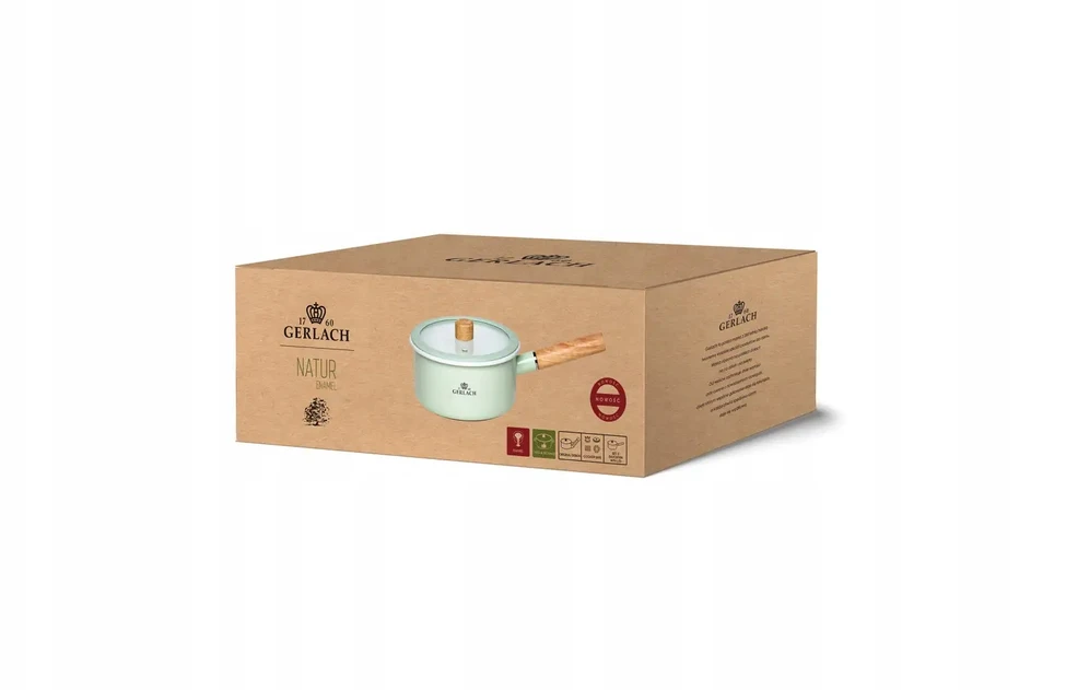 GERLACH NATUR ENAMEL Žalias emaliuotas puodas 2 l su dangteliu 18 cm