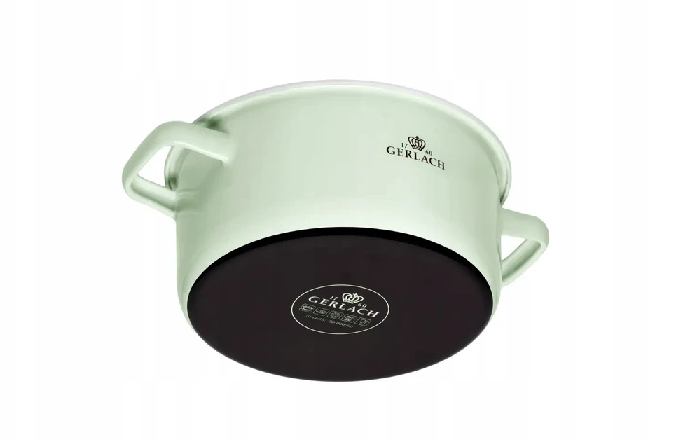 GERLACH NATUR ENAMEL Žalias emaliuotas puodas 3 l su dangteliu 20 cm