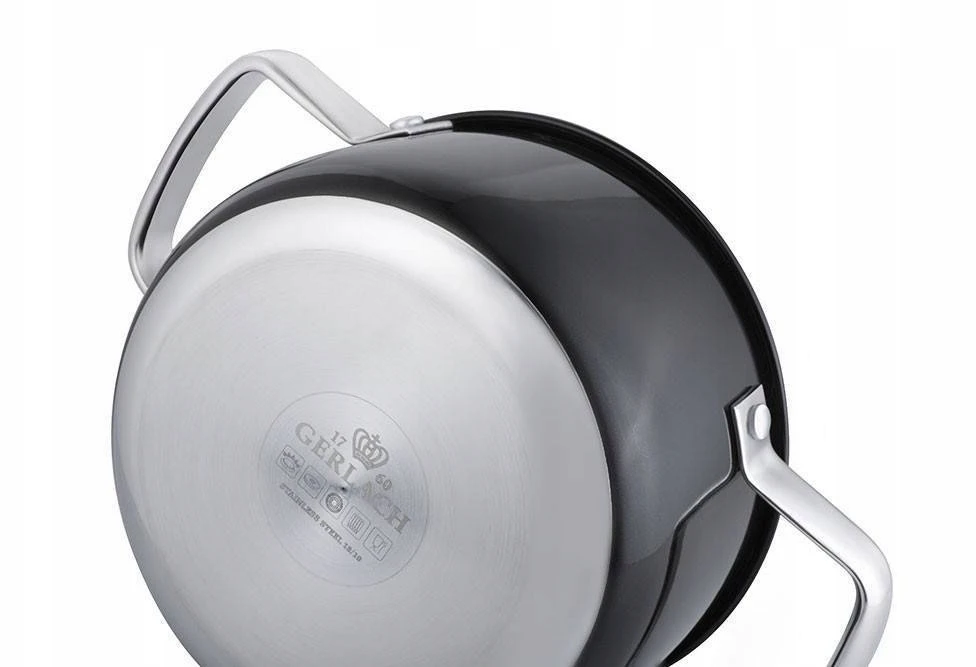 Gerlach Prime puodas 24 cm 5l su dangteliu Matte Juodas Indukcinės dujos