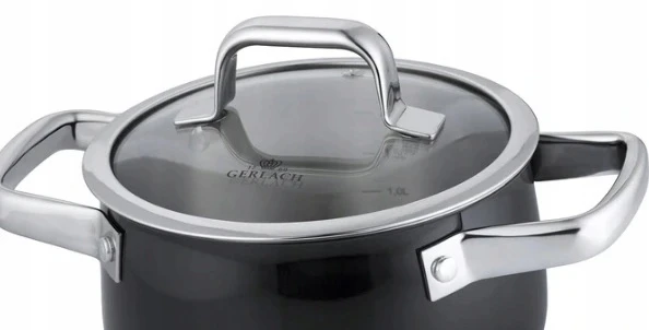 Gerlach Prime puodas 24 cm 5l su dangteliu Matte Juodas Indukcinės dujos
