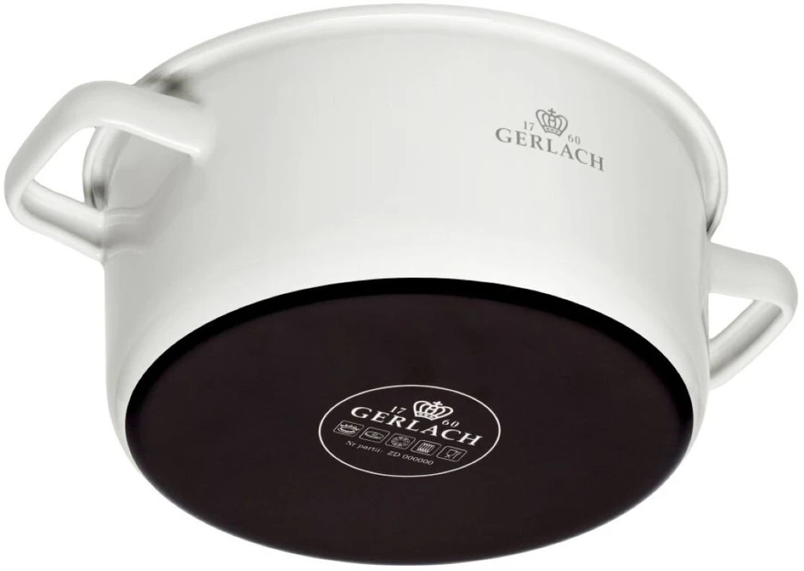 GERLACH TRADICINIS PUODAS DIDELIS EMALINIS Baltas INDUKCINĖS DUJOS 24CM 5 L NATUR