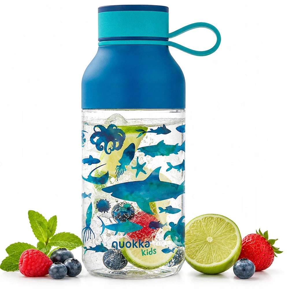 „Quokka Ice Kids“ su dirželiu - „Ecozen Vanduo“ gertuvė 430 ml su dirželiu (jūros gyvūnai)