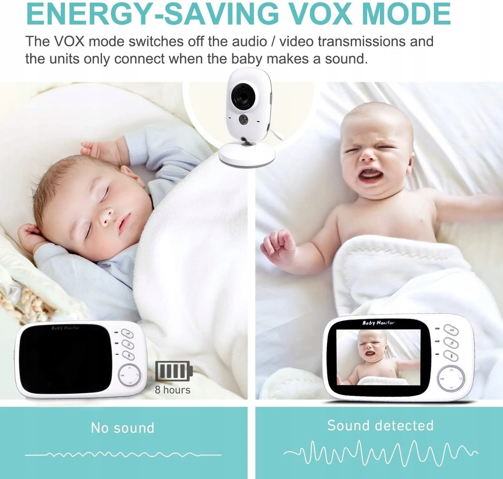 GHB VB603 elektroninis kūdikio monitorius, temperatūros stebėjimas, dvipusis garsas
