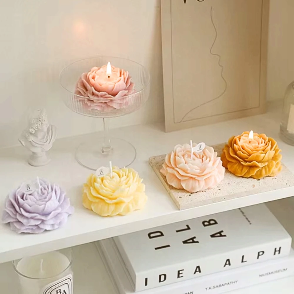 Gift Home Rinkinys dovanoms žvakėms gaminti, 3D PEONY pelėsis, sojų žvakė, gėlės