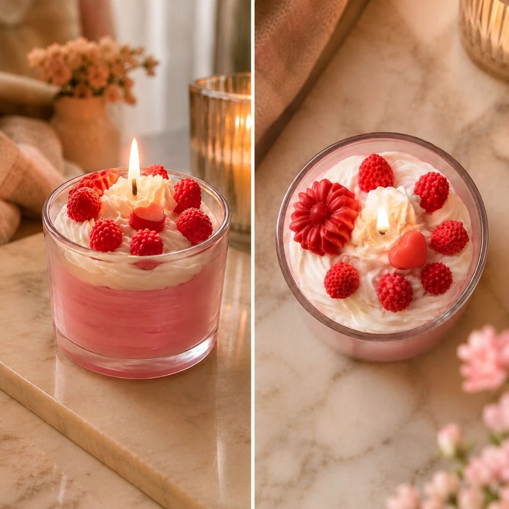 Gift Home Silikoninė forma RASPBERRY formelė 3D avietinė dekoracija muilinėms žvakėms 9 vnt.