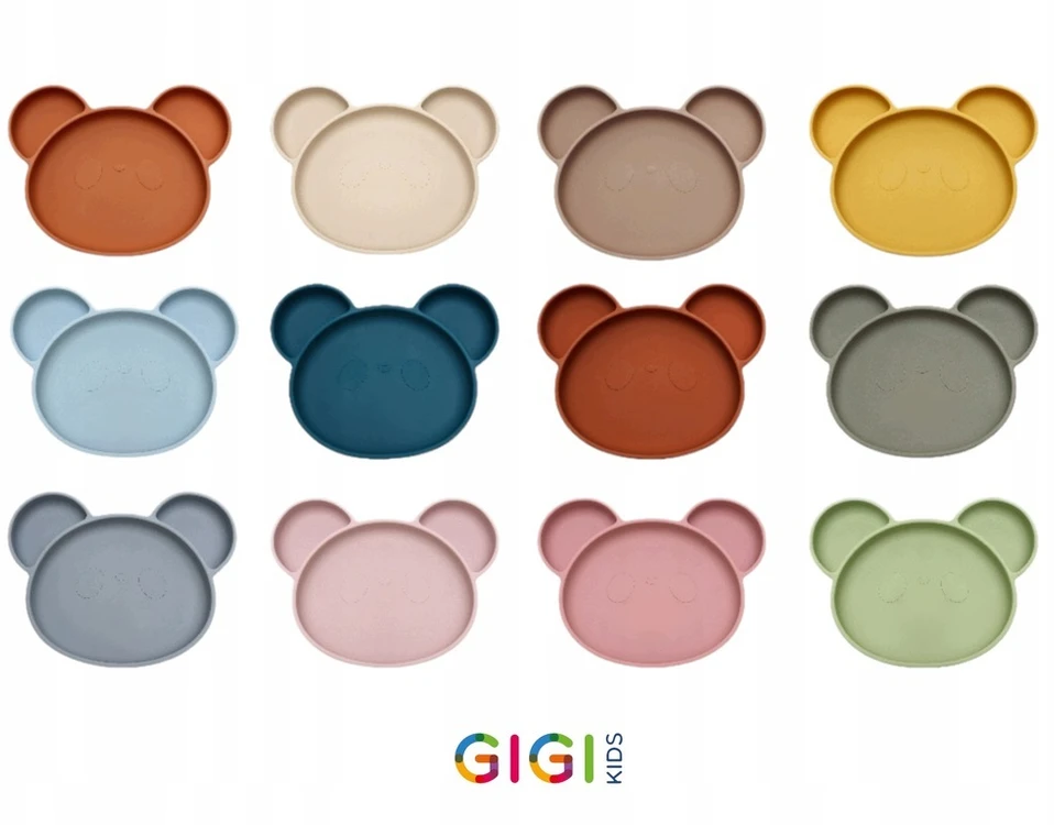 Gigi Kids BLW silikoninių lėkščių stalo įrankių mokymosi valgymo rinkinys 2in1 pilka