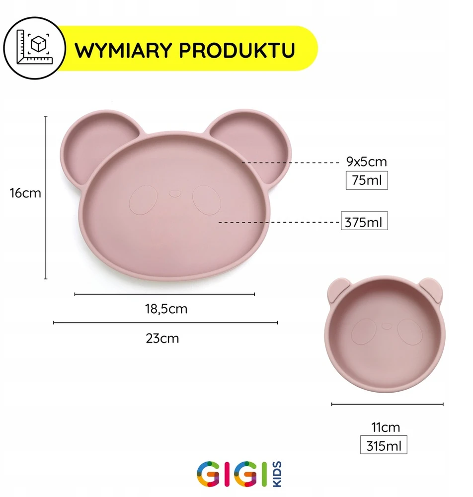 Gigi Kids Dubens lėkštė vaikams ir kūdikiams Silikoninių indų rinkinys Rožės