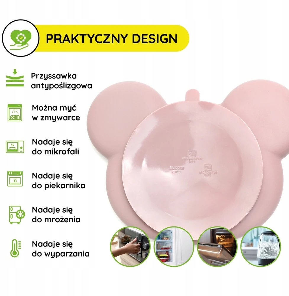 Gigi Kids Dubens lėkštė vaikams ir kūdikiams Silikoninių indų rinkinys Rožės